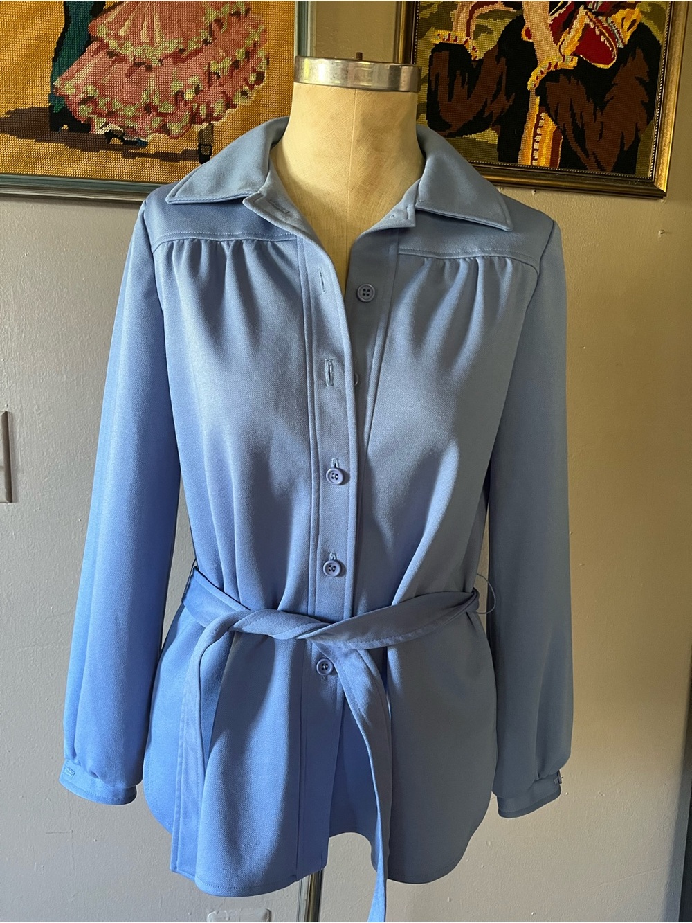 Robert Talbott vintage Light Blue Belted Blazer Jacket